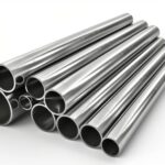 assortment of stainless steel tubes in varying diameters and lengths, isolated on white background perfect for industrial use or manufacturing catalogs