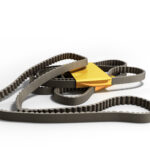 repair worck concept belt car engine timing belt 3d render on wh