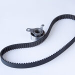 timing belt, gas distribution mechanism, roller tensioner, kit, insulated on white background